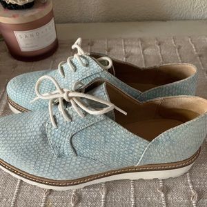 ASOS Light Blue Textured Lace-Up Oxfords